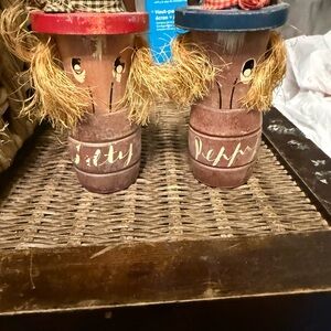 Vintage Enesco Rustic Salt and Pepper Shakers - Brown and Red